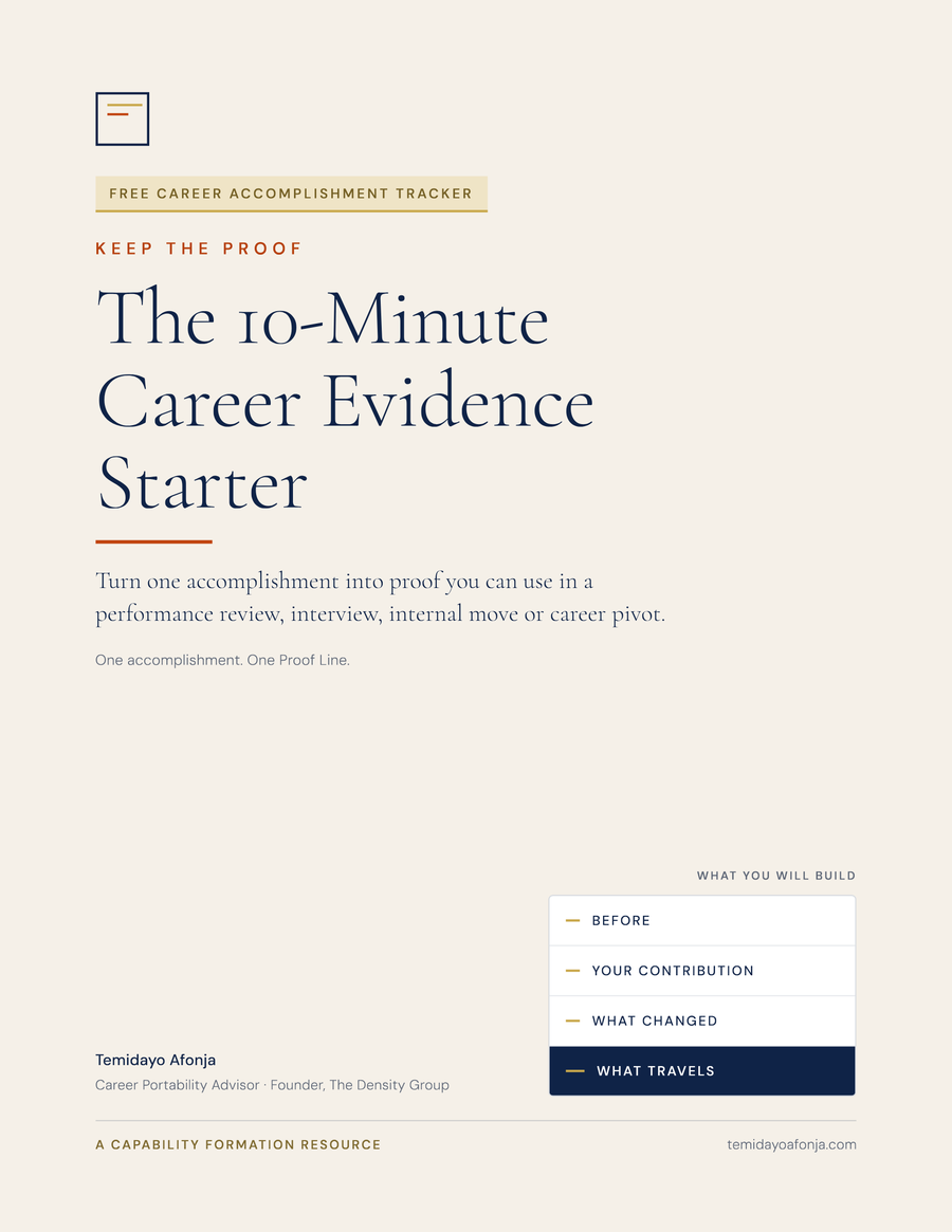 The cover of the Career Evidence Starter, a six-page fillable PDF